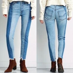 American Eagle Two Tone Vintage Hi-Rise Jeans size 4